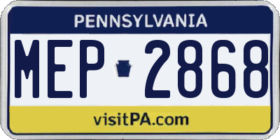 PA license plate MEP2868