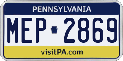 PA license plate MEP2869