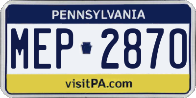PA license plate MEP2870