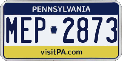PA license plate MEP2873