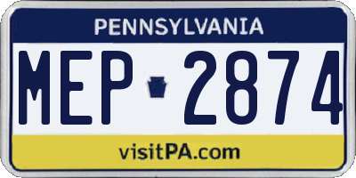 PA license plate MEP2874