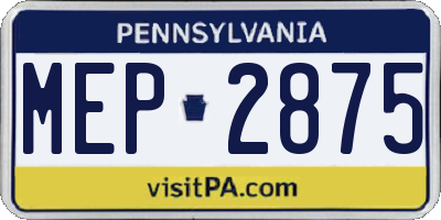PA license plate MEP2875