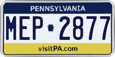 PA license plate MEP2877