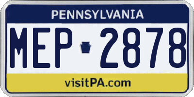PA license plate MEP2878