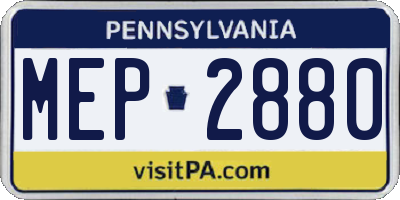 PA license plate MEP2880