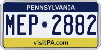 PA license plate MEP2882