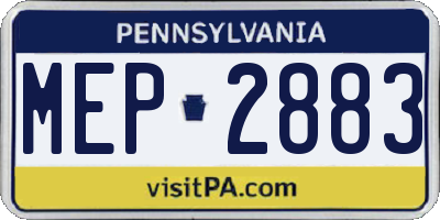 PA license plate MEP2883