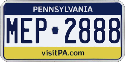 PA license plate MEP2888