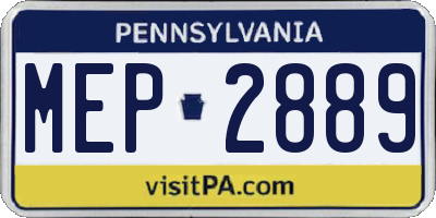 PA license plate MEP2889