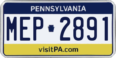 PA license plate MEP2891