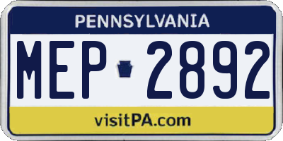 PA license plate MEP2892