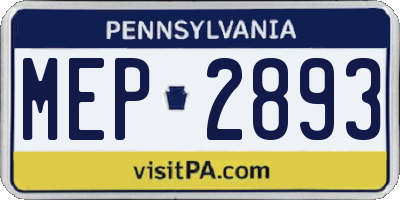 PA license plate MEP2893