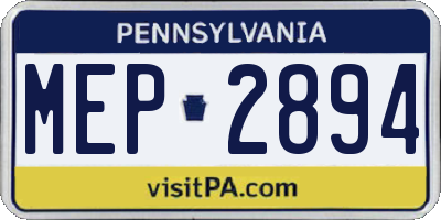 PA license plate MEP2894