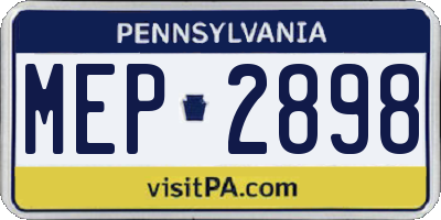 PA license plate MEP2898