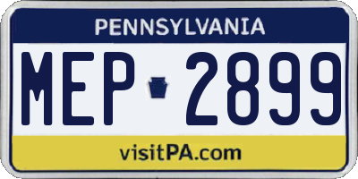 PA license plate MEP2899
