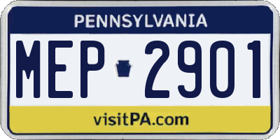 PA license plate MEP2901