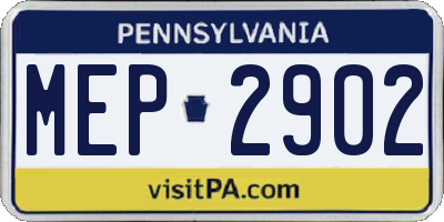 PA license plate MEP2902
