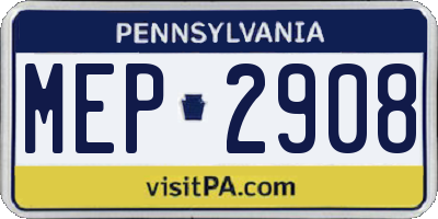 PA license plate MEP2908