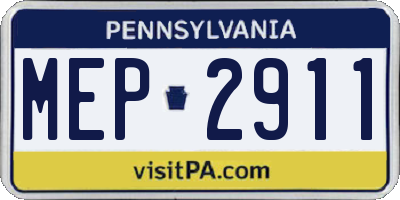 PA license plate MEP2911