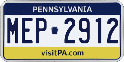 PA license plate MEP2912