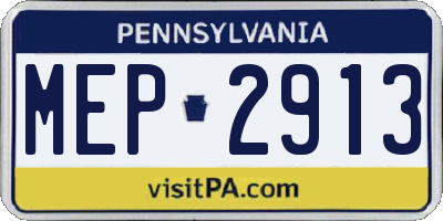 PA license plate MEP2913