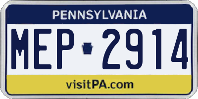 PA license plate MEP2914
