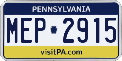 PA license plate MEP2915