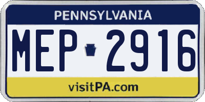 PA license plate MEP2916