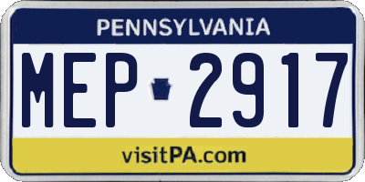PA license plate MEP2917