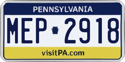 PA license plate MEP2918