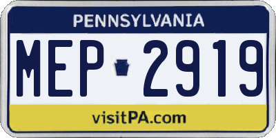 PA license plate MEP2919