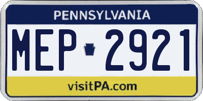 PA license plate MEP2921