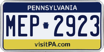 PA license plate MEP2923