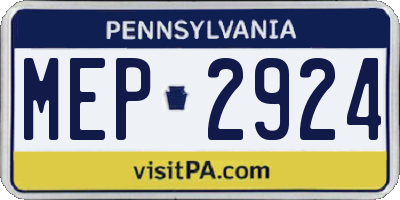 PA license plate MEP2924