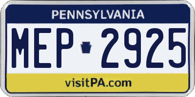 PA license plate MEP2925