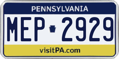 PA license plate MEP2929