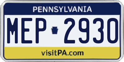 PA license plate MEP2930