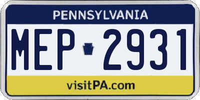 PA license plate MEP2931