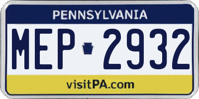 PA license plate MEP2932