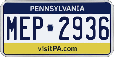 PA license plate MEP2936