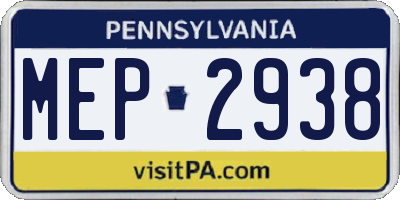 PA license plate MEP2938