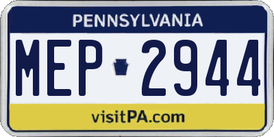 PA license plate MEP2944