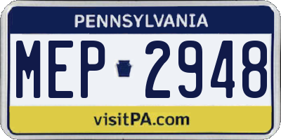 PA license plate MEP2948