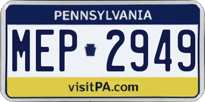 PA license plate MEP2949