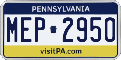 PA license plate MEP2950
