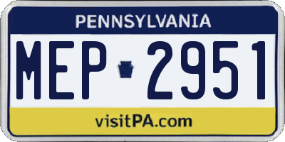 PA license plate MEP2951
