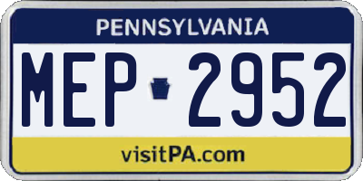 PA license plate MEP2952