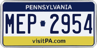 PA license plate MEP2954