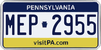 PA license plate MEP2955