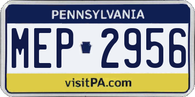 PA license plate MEP2956